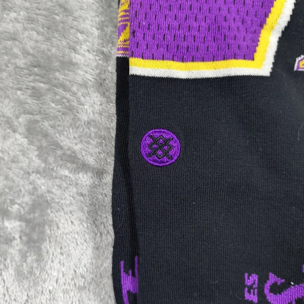 Los Angeles Lakers Socks Mens Large Black Stance Shortcut 2 Basketball NBA New